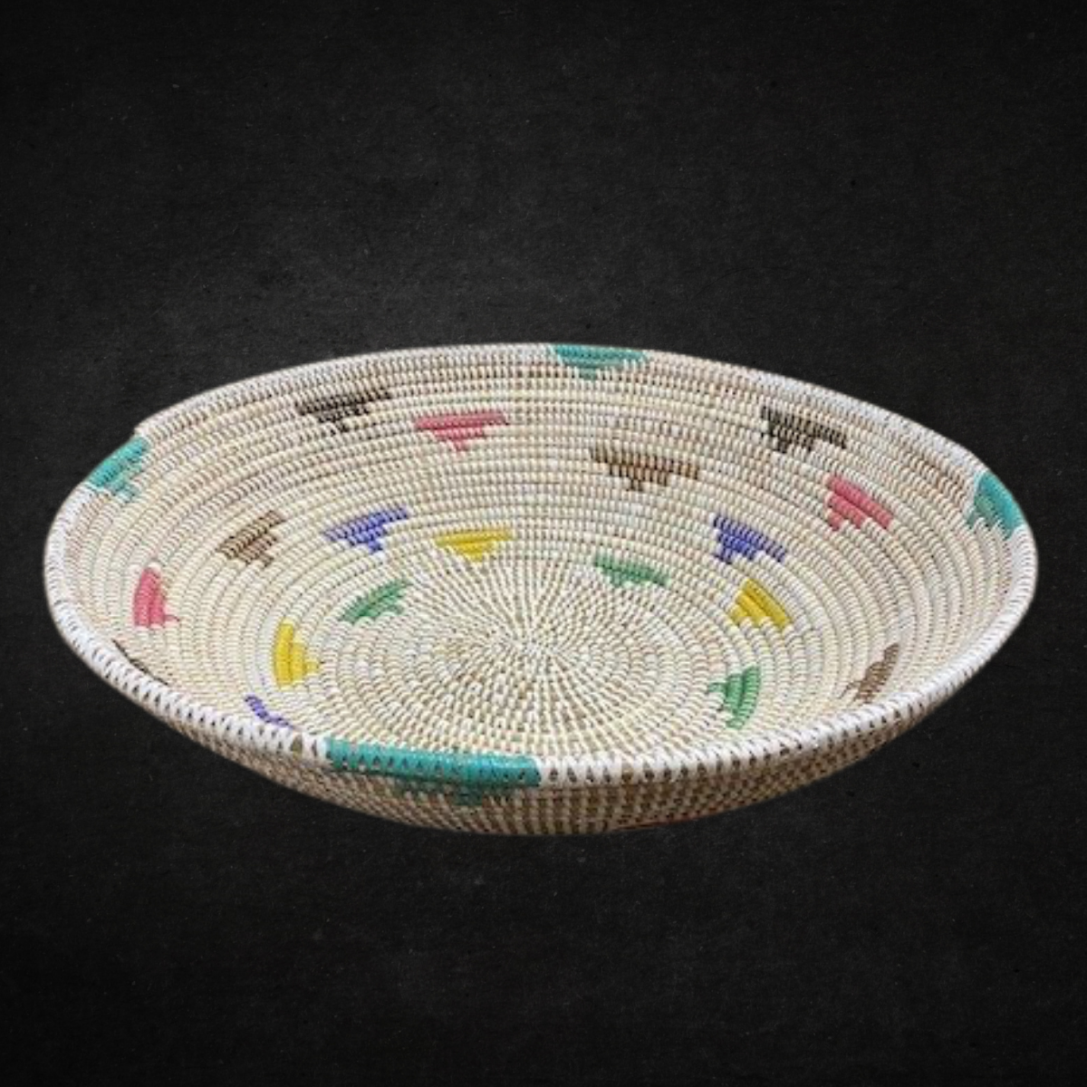 Oversized White and Colorful Round Spotted Bowl