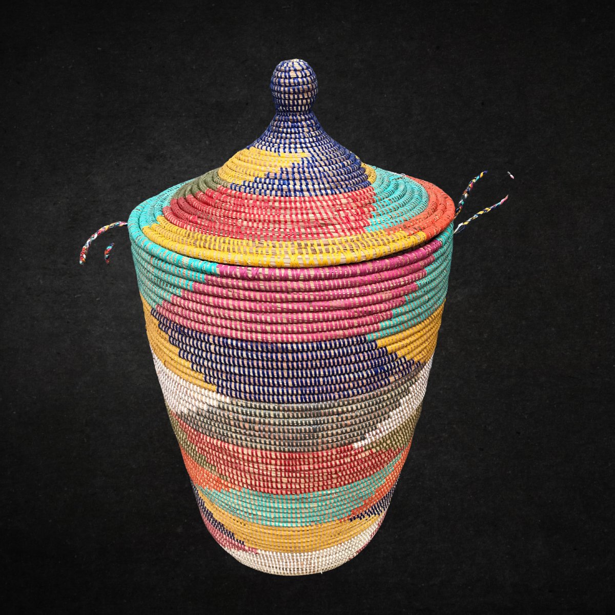 African Sweetgrass Basket/Hamper In Radiant Colors