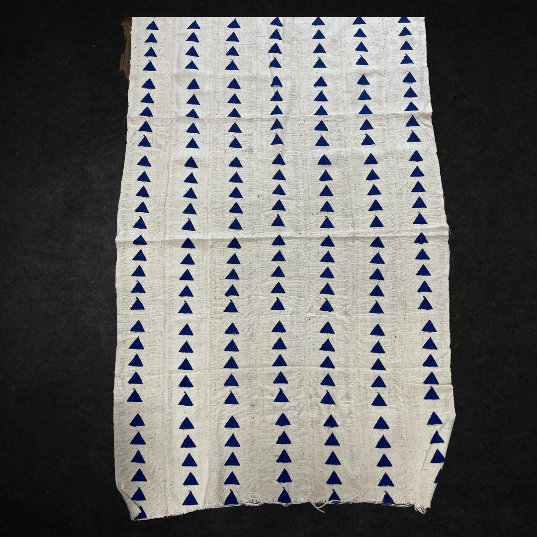 Mudcloth - White With Blue Triangles